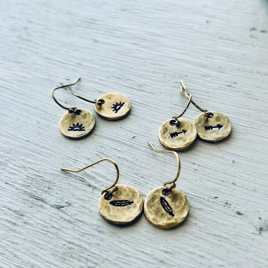 Heaven Inspired Stamped Earrings - Gold