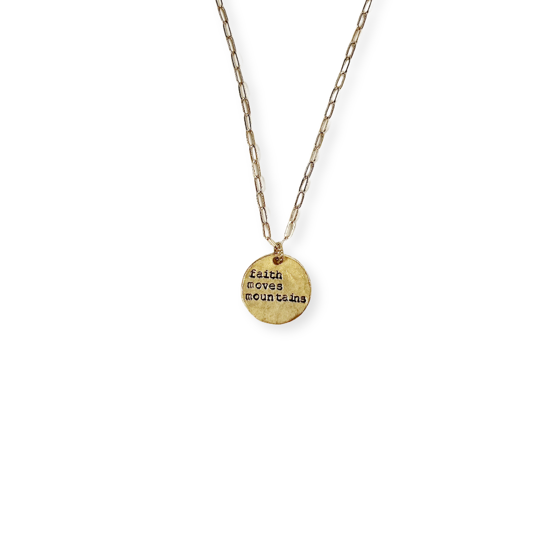 Faith Moves Mountains Paperclip Necklace